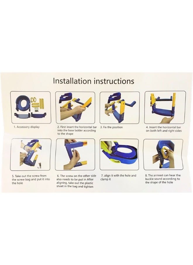 Adjustable Potty Ladder Seat for Toilet Training with Steps, Handle & Soft Cushion Design Non Slip & Space Efficient Toddlers & Children, Foldable & Easy Assembly Splash Guard Included, Multicolor