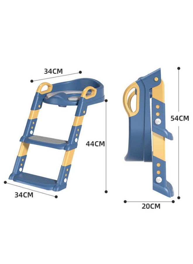 Adjustable Potty Ladder Seat for Toilet Training with Steps, Handle & Soft Cushion Design Non Slip & Space Efficient Toddlers & Children, Foldable & Easy Assembly Splash Guard Included, Multicolor