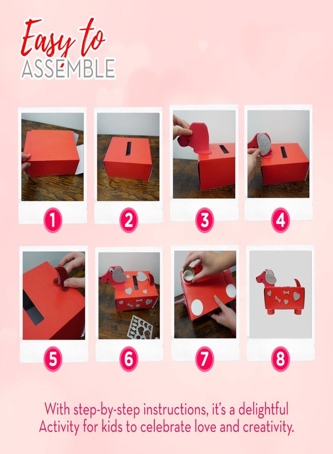 4E's Novelty DIY Valentines Mailbox Craft Valentine's Day Card Exchange Dog Puppy Box for Kids, Mail Box Crafts for Kids Girls Boys - DIY Valentines Card Box (2) - Image 5