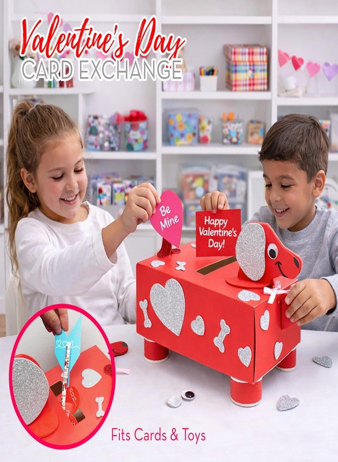 4E's Novelty DIY Valentines Mailbox Craft Valentine's Day Card Exchange Dog Puppy Box for Kids, Mail Box Crafts for Kids Girls Boys - DIY Valentines Card Box (2) - Image 2
