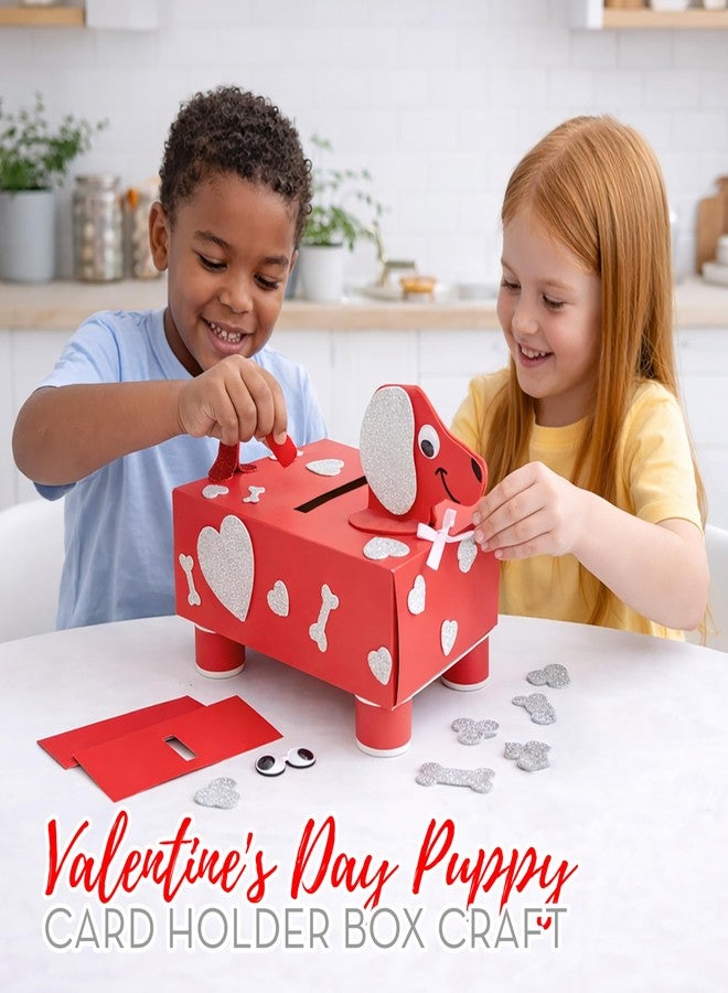 4E's Novelty DIY Valentines Mailbox Craft Valentine's Day Card Exchange Dog Puppy Box for Kids, Mail Box Crafts for Kids Girls Boys - DIY Valentines Card Box (2) - Image 3