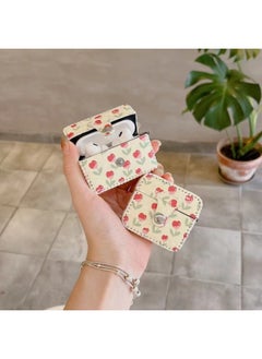 Suitable For AirPods 4 Headphone Case Cartoon All-inclusive Leather Case For Apple1/2 Generation Pro2 Bluetooth Protective Case One-piece Case-Color:One-Piece Leather Case-Full Screen Tulip-Model:Airpods 4 (protective Case)