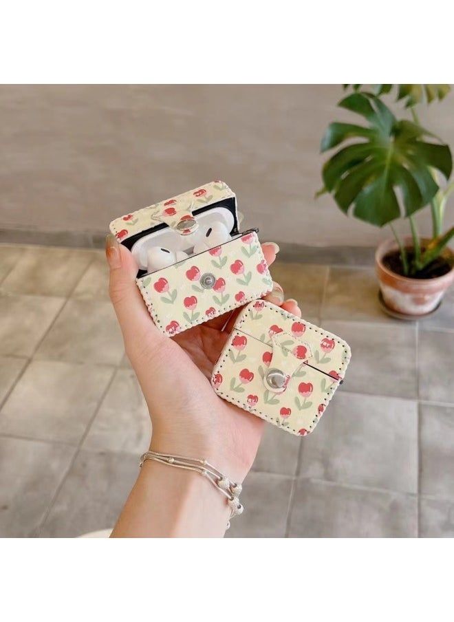 Generic - Suitable For AirPods 4 Headphone Case Cartoon All-inclusive Leather Case For Apple1/2 Generation Pro2 Bluetooth Protective Case One-piece Case-Color:One-Piece Leather Case-Full Screen Tulip-Model:Airpods 4 (protective Case) - Image 1