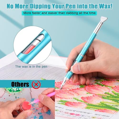 Yacig Diamond Art Pen Refillable Wax Pen for Diamond Painting, Metal 5D Diamonds Art Accessories Pens with a Multi Placer, Blue - Image 5