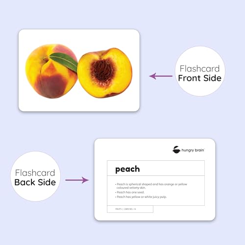 Hungry Brain Fruits Flash Cards for Toddlers | 24 Double-Sided Real Picture Learning Cards | Educational Toys for Kids Ages 1–4 | Preschool & Montessori Learning Gift - Image 5