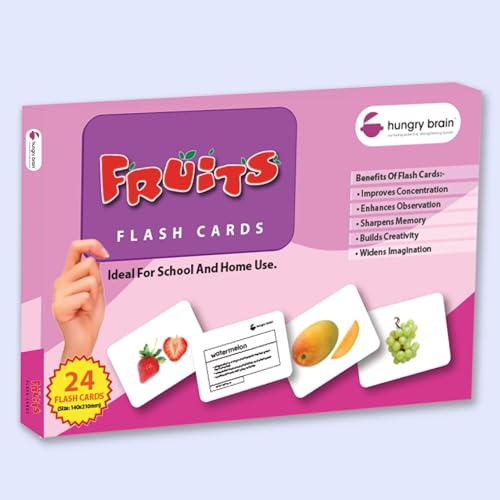 Hungry Brain Fruits Flash Cards for Toddlers | 24 Double-Sided Real Picture Learning Cards | Educational Toys for Kids Ages 1–4 | Preschool & Montessori Learning Gift - Image 1