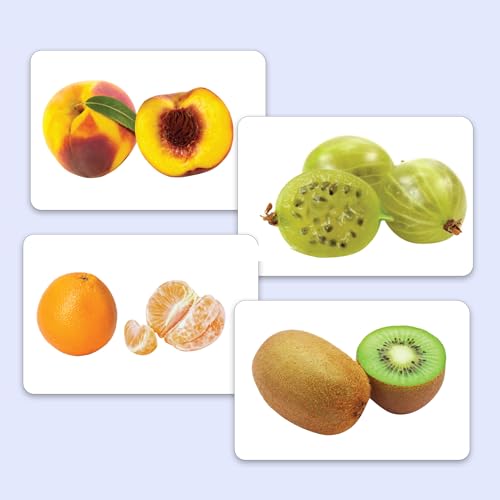 Hungry Brain Fruits Flash Cards for Toddlers | 24 Double-Sided Real Picture Learning Cards | Educational Toys for Kids Ages 1–4 | Preschool & Montessori Learning Gift - Image 2
