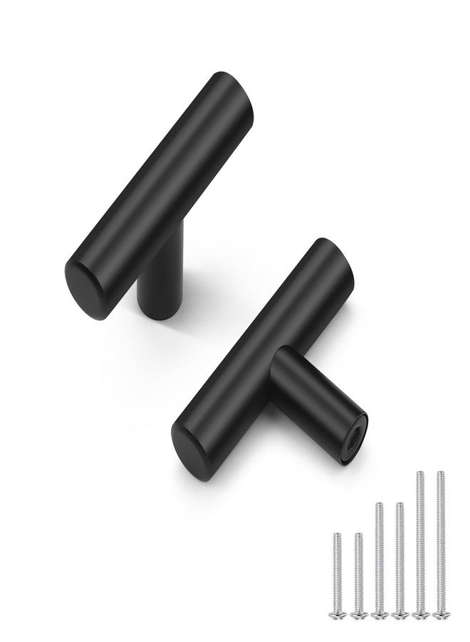 Probrico 10 Pack Length 2inch Matte Black Kitchen Cabinet Knobs,Stainless Steel Dresser Drawer Knob,Euro Style Single Hole Pull Handles for Cupboard and Closet - Image 1