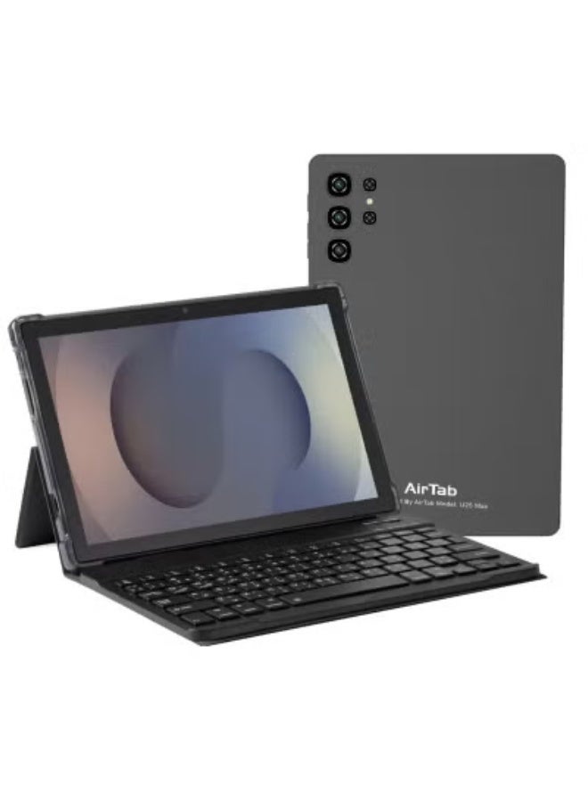 AirTab Airtab U25 Max Smart Tablet – 10.1-Inch FHD Display, 16GB RAM, 1TB Storage, 10000mAh Battery, Dual Camera, Face Unlock, Wireless Arabic Keyboard – High-Performance Sleek Black Android Tablet  - Image 1