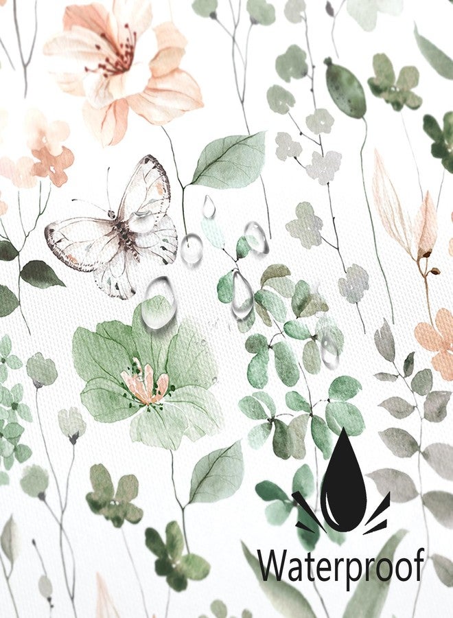 MAYZUS Cute Floral Shower Curtain, Sage Green Flower Fabric Shower Curtains for Bathroom, Spring Summer Wildflower Butterfly Cloth Shower Curtain Set with Hooks, 72x72 - Image 4