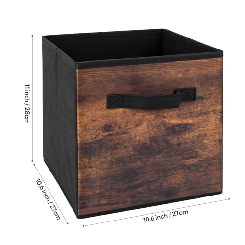 EWES 11 Inch Fabric Storage Cubes, 6 Pack Foldable Storage Bins with Handle, Storage Baskets Box for Shelves, Closet, Organizer, Brown Black - Image 2