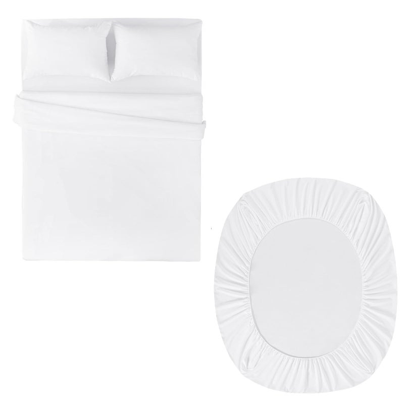 Aisbo King Duvet Set with Sheet  White 4 Pieces Microfiber Bedding Set for Kingsize Bed Includes Duvet Cover Fitted Sheet and Pillowcases