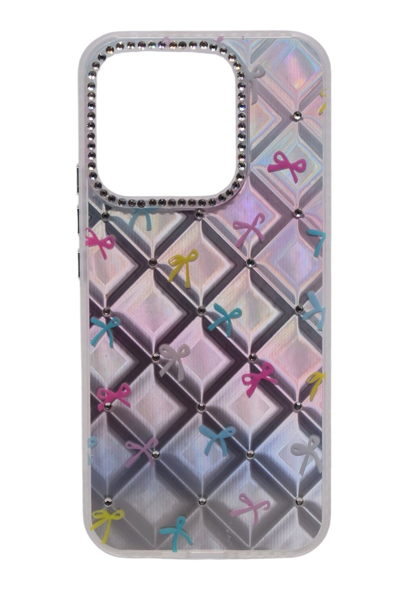 CFS TPU Bows Printed Back Cover Case with Rhinestone Camera Border For HONOR X8C - Multicolor - Image 1