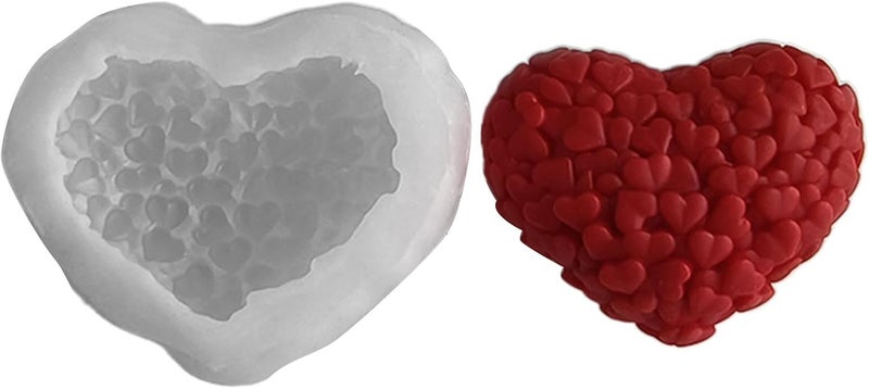 Skytail Silicone 3D Mini Hearts Candle Mold Heart Shape Making Scented Candle Wax Melts Home Decoration Candles Resin Casting Mold Handmade Valentines Day Couple Gift DIY Soap Mold Chocolate Cake Baking Molds