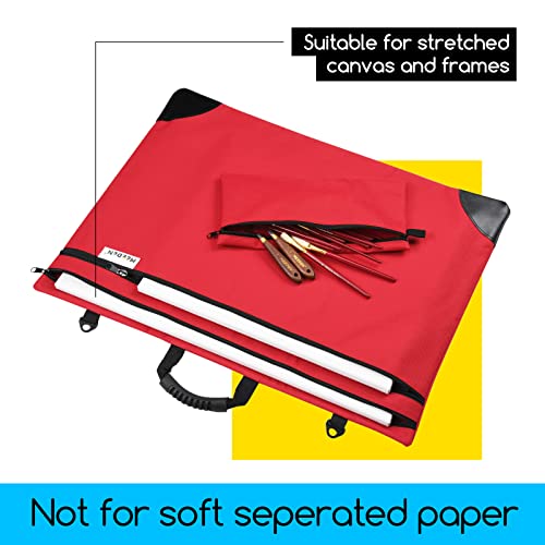 MEEDEN Soft Art Portfolio Bag: 24 X 31 Inch Light Weight Portfolio Canvas Case with Detachable Shoulder Strap -Waterproof 600D Oxford Carrying Storage Case for Canvas, Artwork, Sketching - Red - Image 5