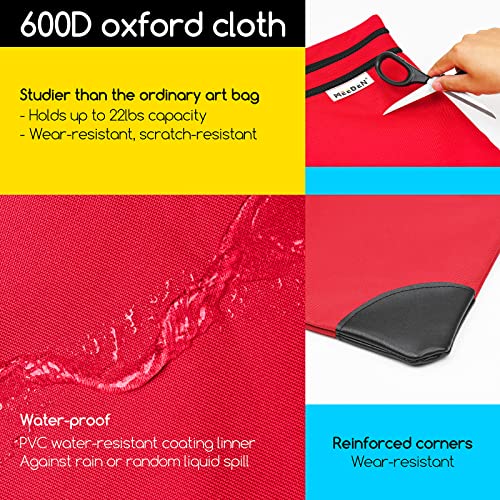 MEEDEN Soft Art Portfolio Bag: 24 X 31 Inch Light Weight Portfolio Canvas Case with Detachable Shoulder Strap -Waterproof 600D Oxford Carrying Storage Case for Canvas, Artwork, Sketching - Red - Image 4