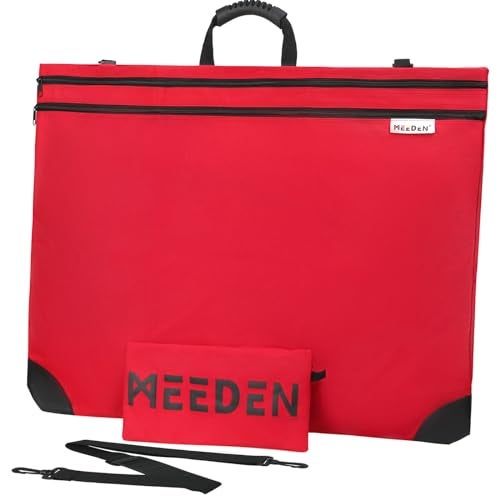MEEDEN Soft Art Portfolio Bag: 24 X 31 Inch Light Weight Portfolio Canvas Case with Detachable Shoulder Strap -Waterproof 600D Oxford Carrying Storage Case for Canvas, Artwork, Sketching - Red - Image 1