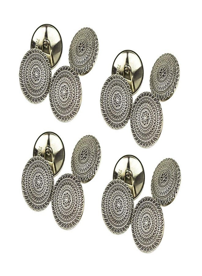 RECHERE 12 PCS Vintage Circle Flower Pattern Metal Shank Buttons Craft for DIYS Sewing Embellishment (Antique Silver,20mm)