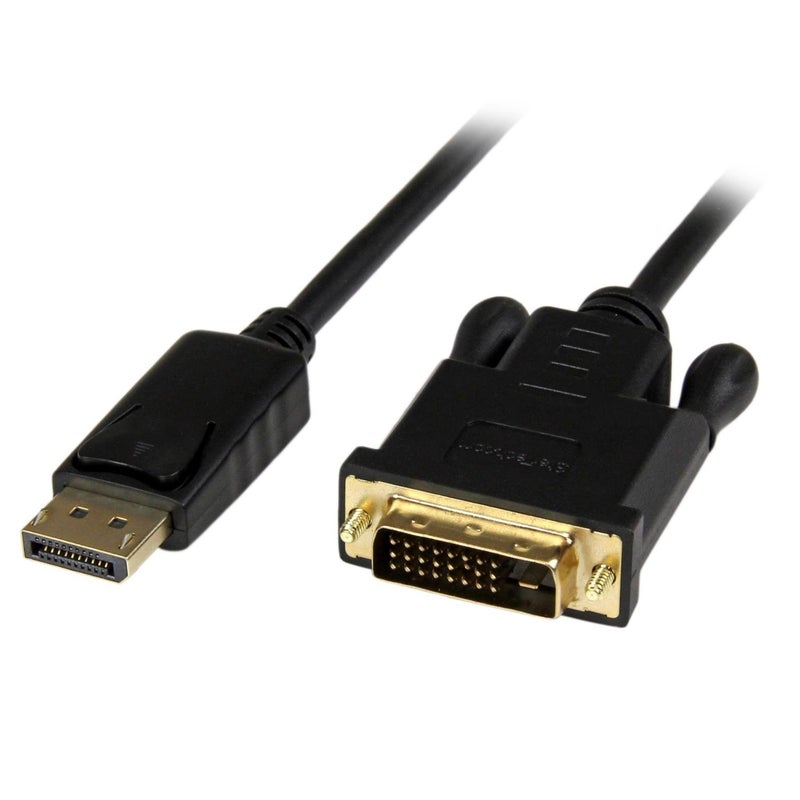 StarTech.com 6ft (1.8m) DisplayPort to DVI Cable - 1080p Video - Active DisplayPort to DVI Adapter Cable - DisplayPort to DVI-D Cable Single Link - DP 1.2 to DVI Monitor Cable Converter (DP2DVIMM6BS), Black - Image 1