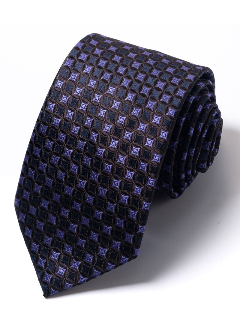 Generic - Purple And Brown Pattern Design Polyester Necktie - Image 1