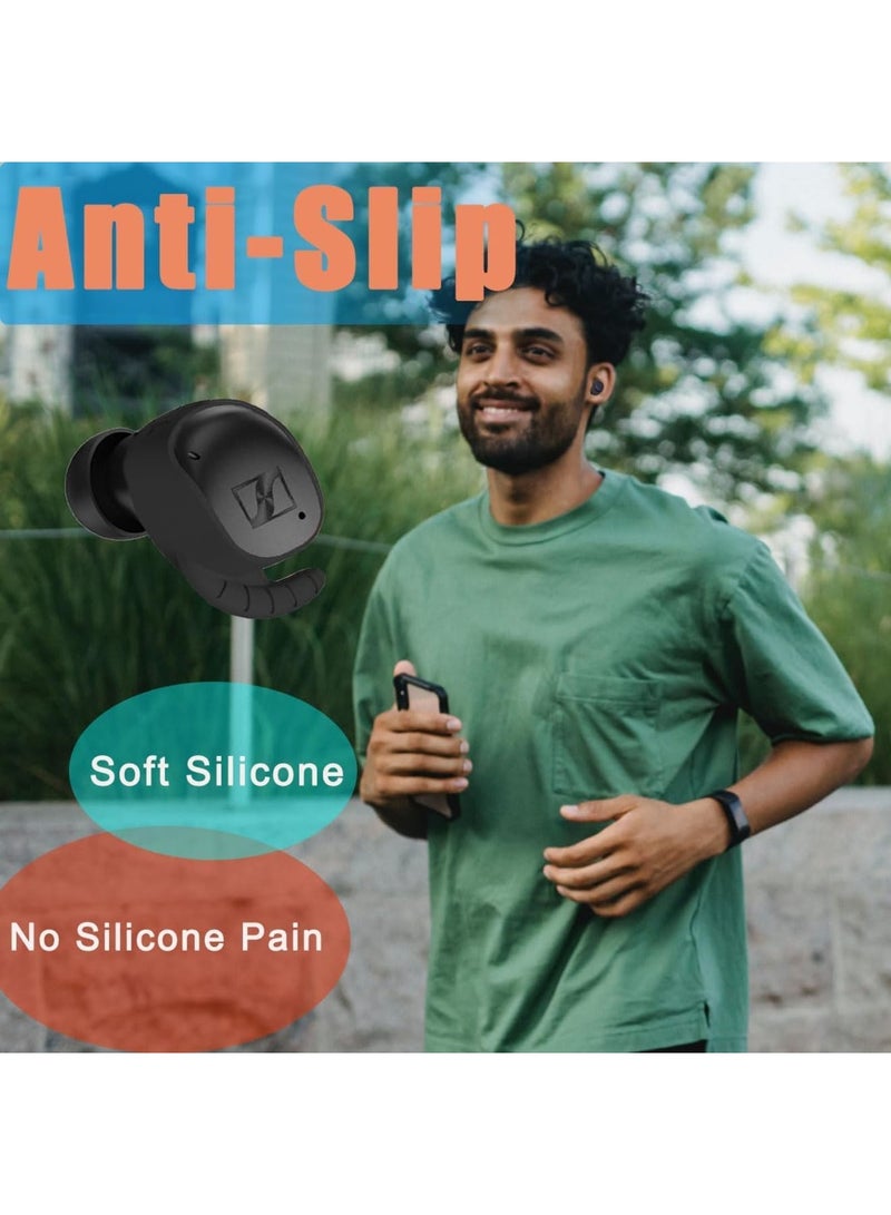 SYOSI 5 Pairs Anti-Slip Sport Ear Covers for Sennheiser Momentum True Wireless 3, Secure Fit Replacement for Momentum 3 Earbuds, Compatible with Momentum 3 Case, Black/White/Green/Red/Brown - Image 4
