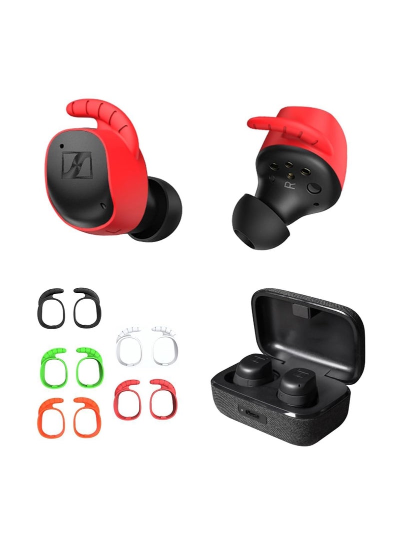 SYOSI 5 Pairs Anti-Slip Sport Ear Covers for Sennheiser Momentum True Wireless 3, Secure Fit Replacement for Momentum 3 Earbuds, Compatible with Momentum 3 Case, Black/White/Green/Red/Brown - Image 1
