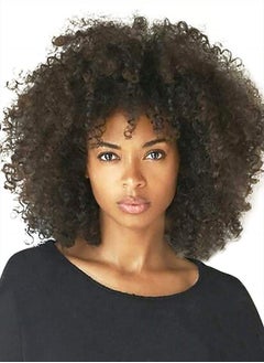 Kalyss 8" Short Kinky Curly Wigs for Women Black Premium Synthetic Afro Wigs with Hair Bangs Natural Curls Wigs for Women,Bouncy Full and Natural Looking 150% Density  - Image 1