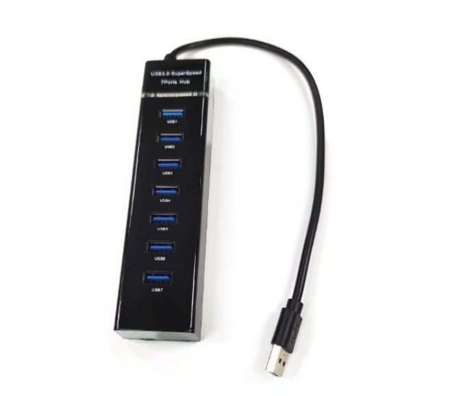 موزع USB 3.0 - موزع USB متعدد المنافذ بـ 7 منافذ لأجهزة الكمبيوتر الشخصية وأجهزة الكمبيوتر المحمولة، كابل بطول 30 سم، متوافق مع MacBook و Mac Pro و Mac Mini و Surface Pro. - Image 1