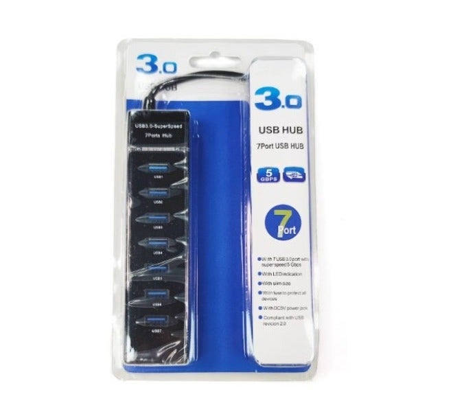 موزع USB 3.0 - موزع USB متعدد المنافذ بـ 7 منافذ لأجهزة الكمبيوتر الشخصية وأجهزة الكمبيوتر المحمولة، كابل بطول 30 سم، متوافق مع MacBook و Mac Pro و Mac Mini و Surface Pro. - Image 2