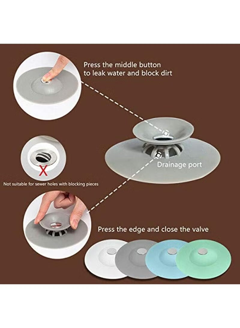 Silicone Shower Drain Stopper 5-Pack - Easy-to-Install Hair Trap & Catcher for Bathroom Bathtub and Kitchen Drains - Clean and Protect Your Drains with Bathtub Drain Strainers - Image 1
