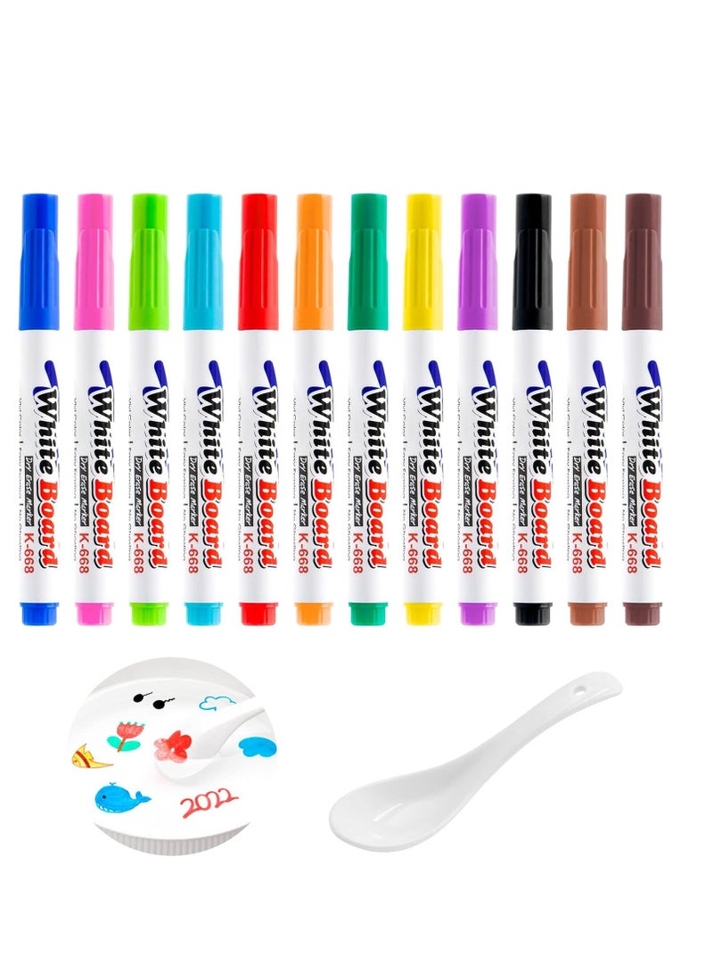 12 Pcs Magical Water Painting Pen with Spoon - Fun and Interactive Art Tools for Kids - Image 1