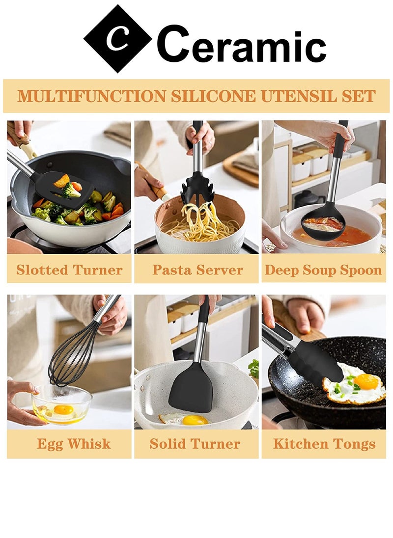 CERAMIC - Cooking Utensils Set 40 Pcs Non stick Stainless Steel Handle Kitchen Sets for home And Gifts - Image 1