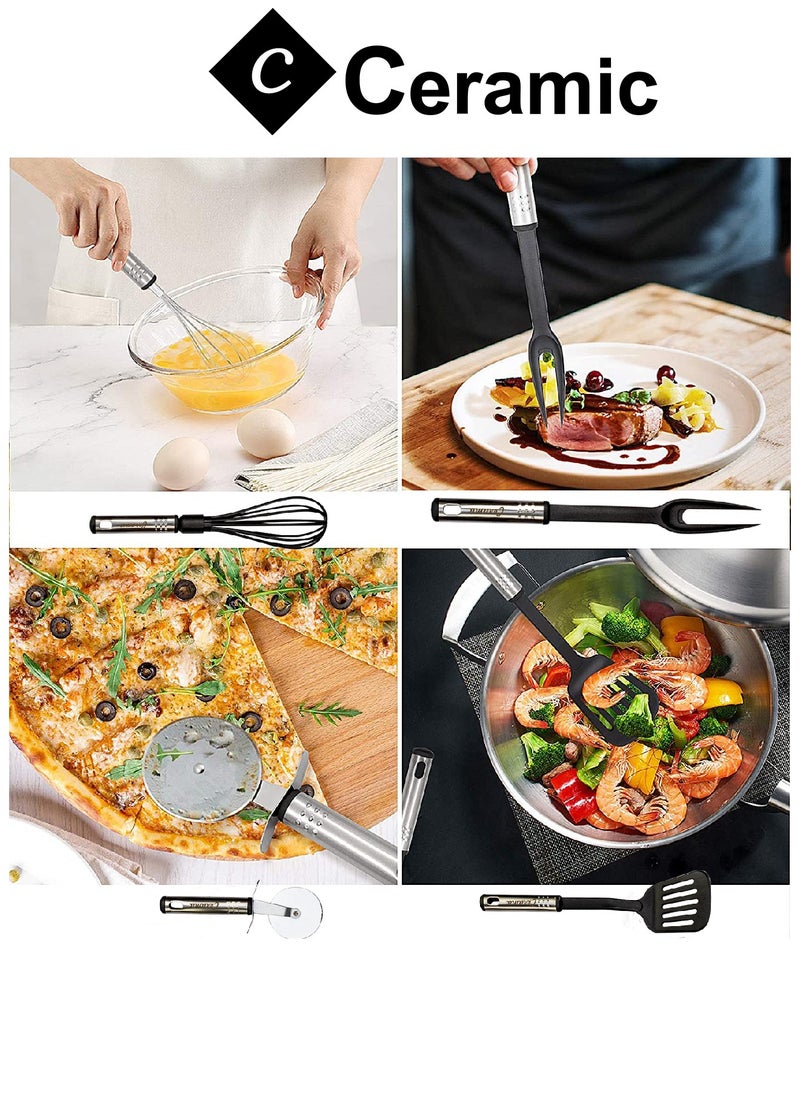 CERAMIC - Cooking Utensils Set 40 Pcs Non stick Stainless Steel Handle Kitchen Sets for home And Gifts - Image 1