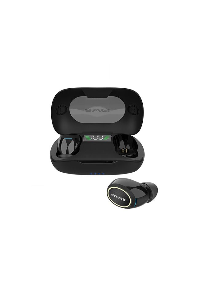 AWEI True Wireless Active Noise Cancellation Earbuds with Charging Case and Digital Display Black Colour - Image 3