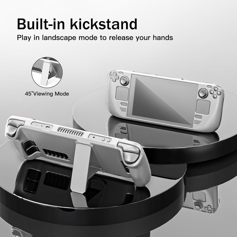 السراويل النحل حافظة Steam Deck من ، حافظة واقية لـ Steam Deck OLED، إكسسوارات غلاف واقي غير قابل للانزلاق، حافظة Steam Deck مع حامل قائم، 2 واقي شاشة، 4 مقابض للإبهام (أبيض) - Image 4