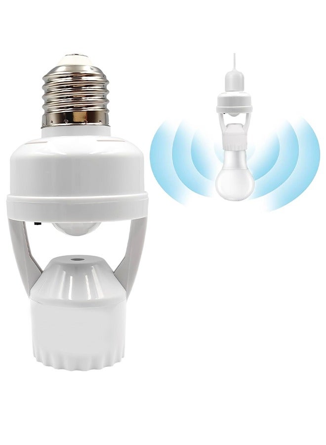 Motion Sensor Light Socket, Infrared Sensor Lamp Holder Screw LED CFL Incandescent Bulb Adapter, Outdoor Indoor Garage Light, for Basement - Image 1