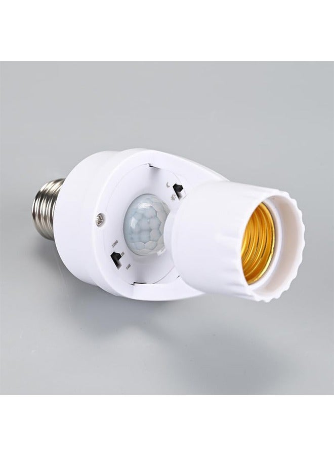 Motion Sensor Light Socket, Infrared Sensor Lamp Holder Screw LED CFL Incandescent Bulb Adapter, Outdoor Indoor Garage Light, for Basement - Image 2