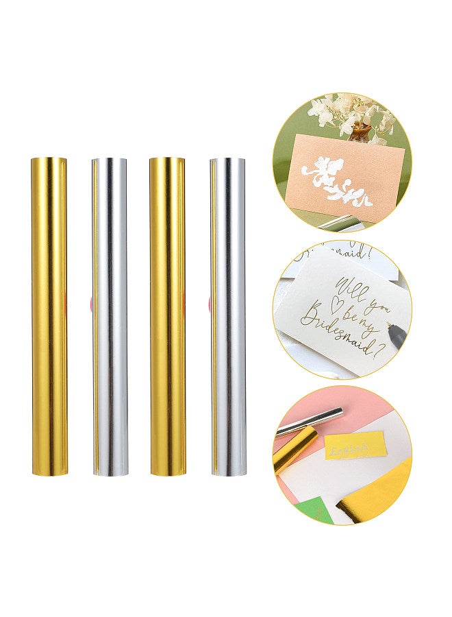 4 Rolls Gold & Silver Hot Foil Paper, Hot Foil Roll Used with Hot Foil Pen