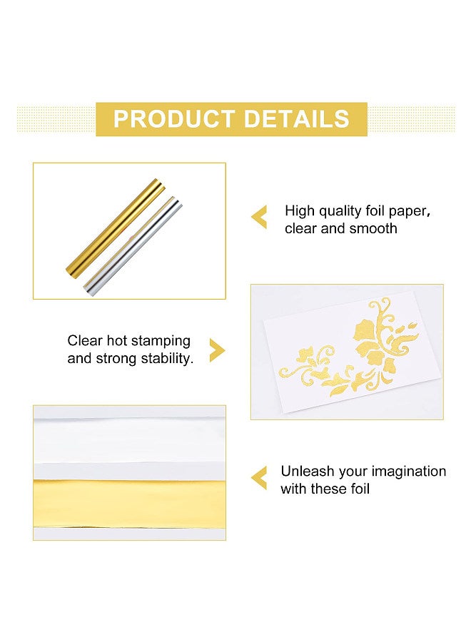 4 Rolls Gold & Silver Hot Foil Paper, Hot Foil Roll Used with Hot Foil Pen