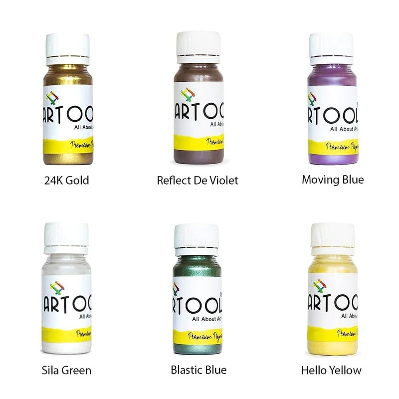 Artool ARTOOL Mica Powder for Epoxy Resin Pigment Art 24K Gold Reflect De Violet Moving Blue Sila Green Blastic Blue Hello Yellow Non Toxic Multipurpose Use in Making Candles Painting Art and Craft Projects Set of 6 Total 174 Oz  - Image 2
