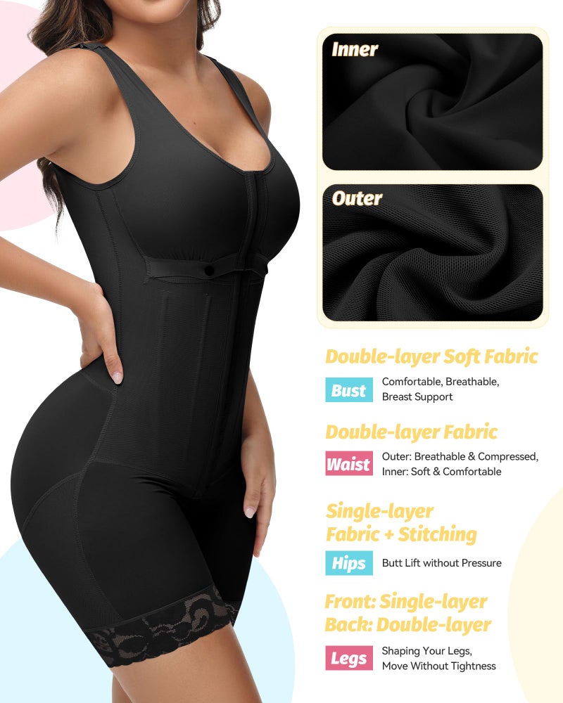 SHAPSHE Fajas Colombianas Shapewear for Women Waist Trainer Postpartum Post Liposuction Compression Garment with Adjustable Breast Shaping Black M - Image 5
