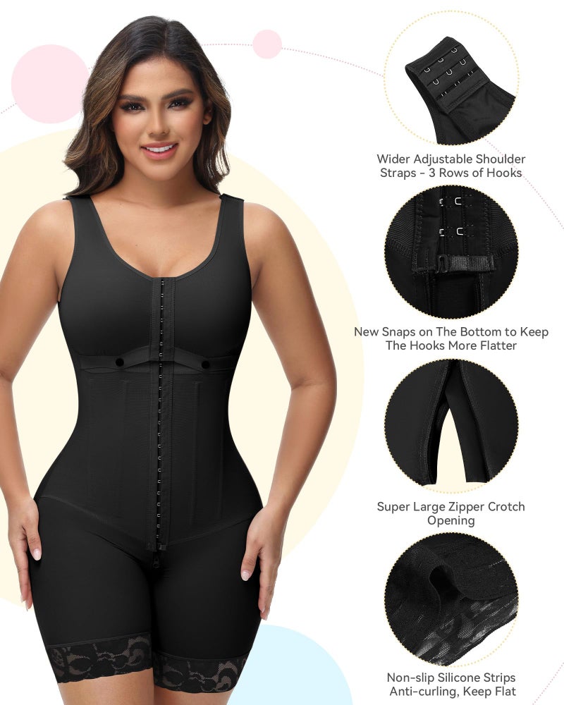 SHAPSHE Fajas Colombianas Shapewear for Women Waist Trainer Postpartum Post Liposuction Compression Garment with Adjustable Breast Shaping Black M - Image 4