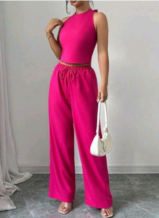 SHEIN Raffinéa 2pcs/Set Women Solid Color Halter Backless Sleeveless Top And Drawstring Pocket Pants - pzsku/Z1C8943A84F3D8B53F6CDZ/45/_/1733658861/5fb60d9e-0fa8-4a12-a092-f5db96c742c1