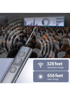 Norwii Norwii N95 Presentation Clicker with Laser Pointer, PowerPoint Clicker for PowerPoint Presentations, Presentation Remote, Pointer Clicker for Presentation, Wireless Presenter (Grey with Red Laser)  - Image 2