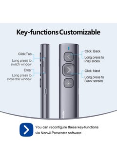 Norwii Norwii N95 Presentation Clicker with Laser Pointer, PowerPoint Clicker for PowerPoint Presentations, Presentation Remote, Pointer Clicker for Presentation, Wireless Presenter (Grey with Red Laser)  - Image 5