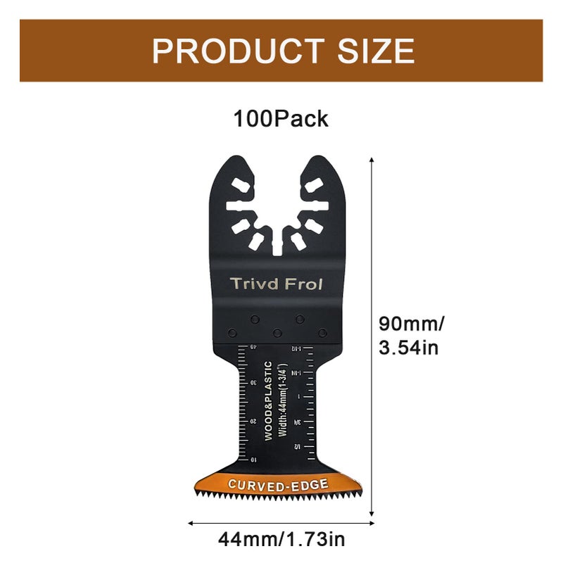 Trivd Frol 100Pcs Curved-Edge Oscillating Tool Blades Professional Universal Oscillating Saw Blades Wood Multitool Blades Compatible with Dewalt, Milwaukee, Ryobi, Rockwell, Bosch - Image 2