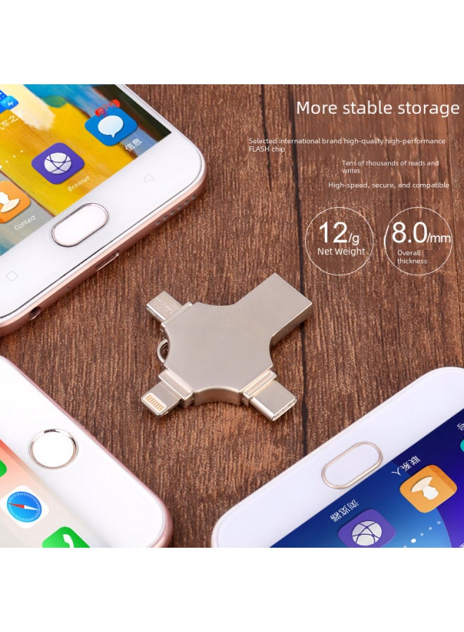Metal Cross Mobile Phone USB Flash Drive Four-in-one Universal USB Flash Drive For Apple Huawei Type-c Android Computer-Capacity:1t - Image 3