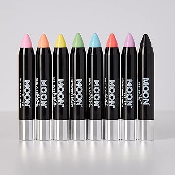 Moon Glow Neon UV Face Paint Stick Body Crayon makeup for the Face Body Pastel set of 8 colours Glows brightly under UV lighting - Image 4