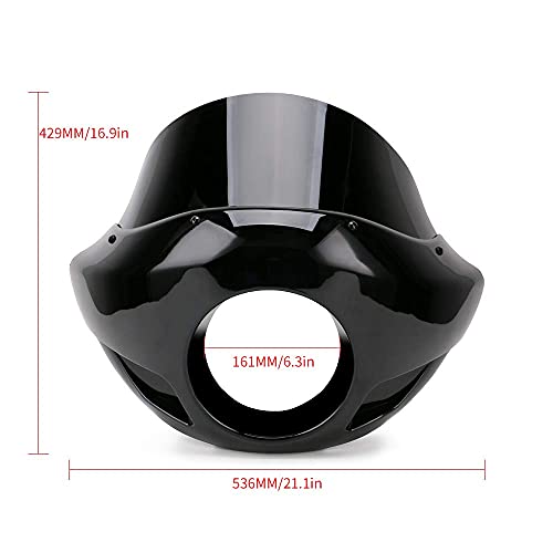 PACEWALKER بايسووكير دراجة نارية 9" زجاج أمامي سياحي رياضي أسود 5.75" زجاج أمامي للدراجة سوبر جلايد T-Sport FXDXT، FXR قصير (أسود لامع) - Image 3