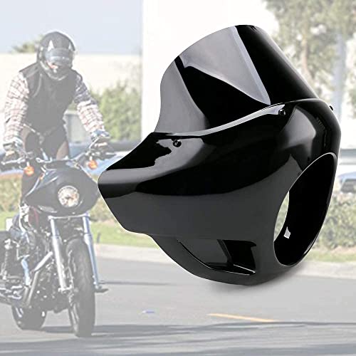 PACEWALKER بايسووكير دراجة نارية 9" زجاج أمامي سياحي رياضي أسود 5.75" زجاج أمامي للدراجة سوبر جلايد T-Sport FXDXT، FXR قصير (أسود لامع) - Image 2